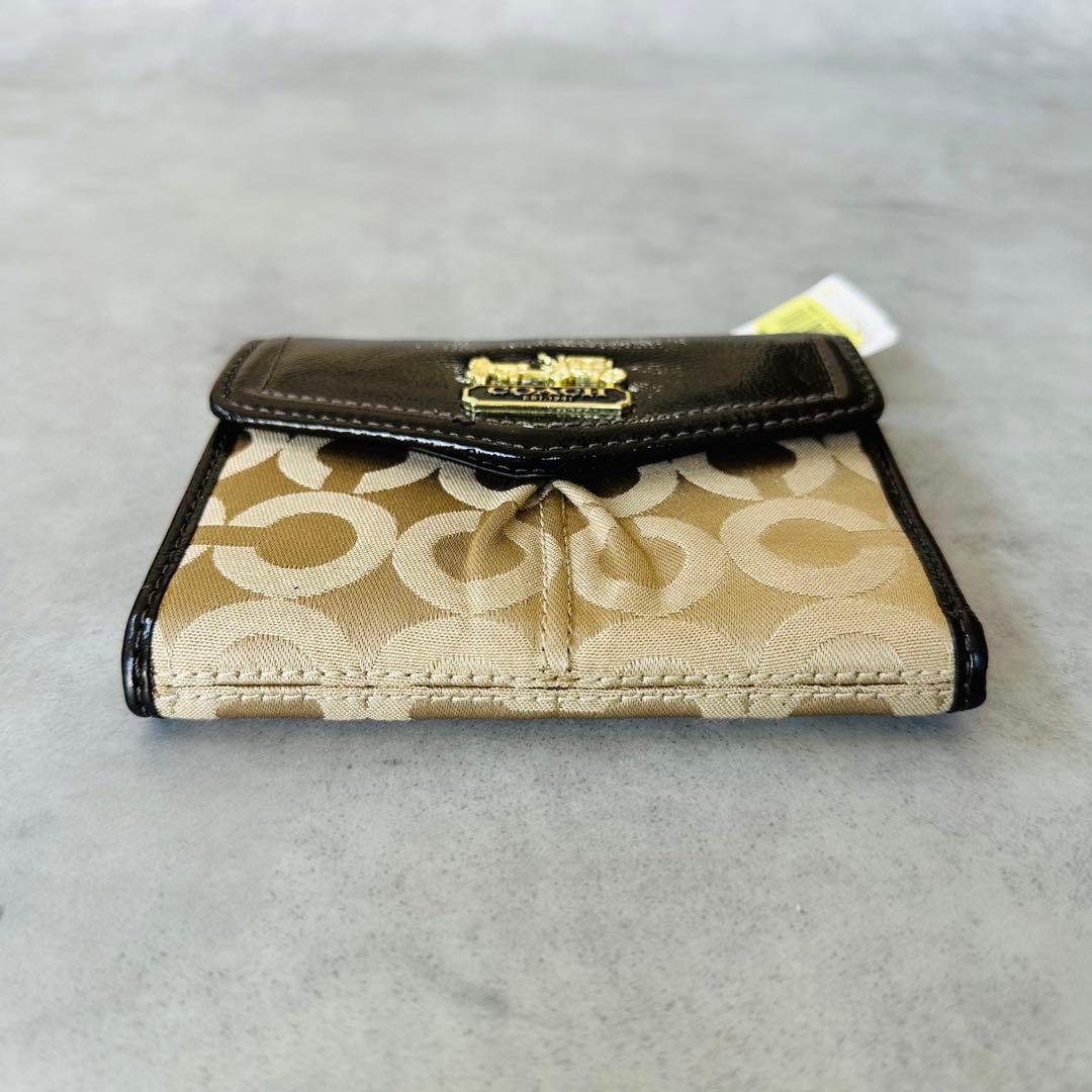 未使用✨Y2K COACH マディソン オプアート 二つ折り財布 ゴールド　黒 5