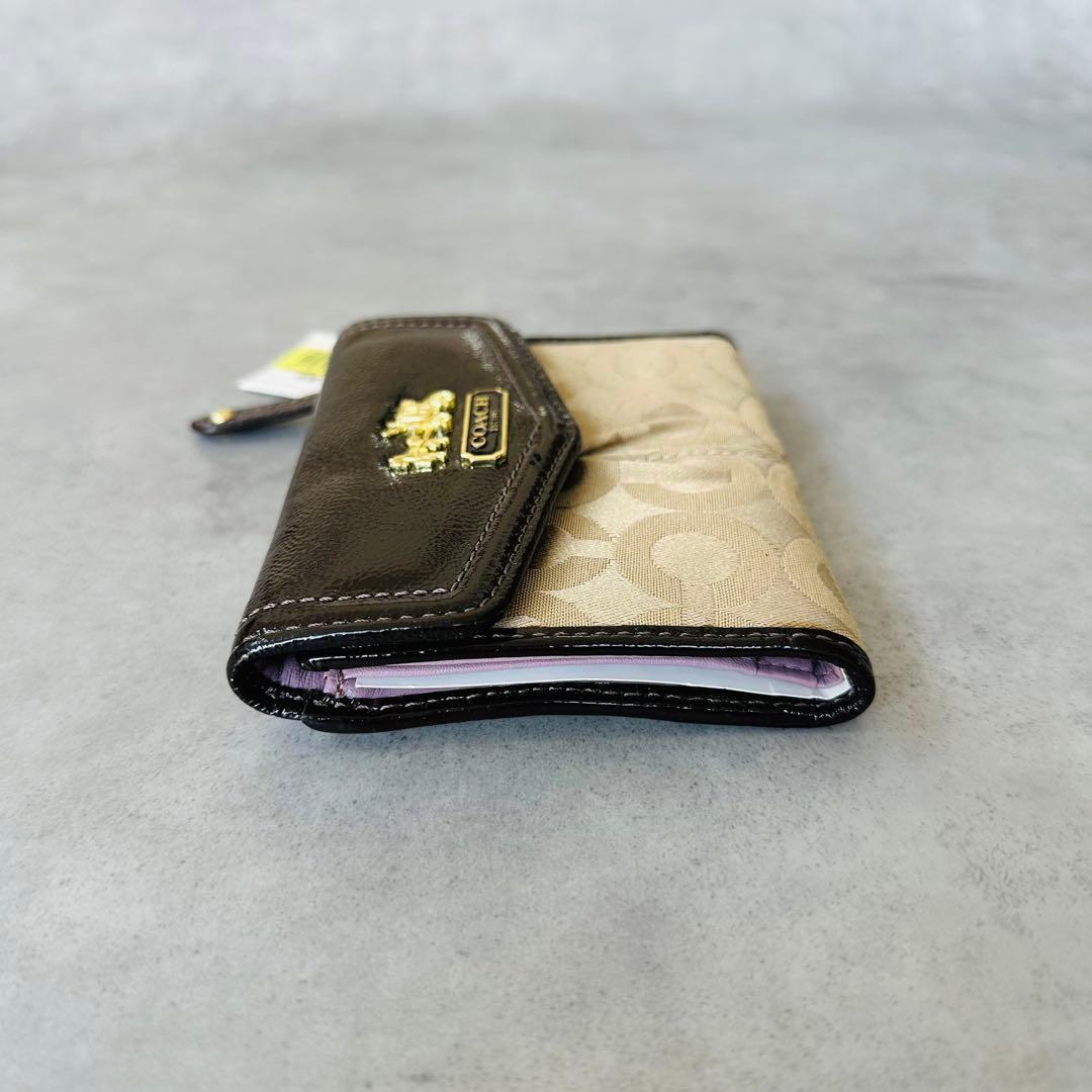 未使用✨Y2K COACH マディソン オプアート 二つ折り財布 ゴールド　黒 6