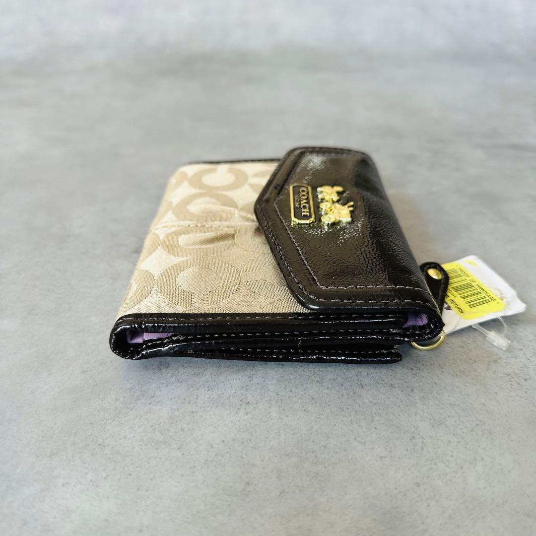 未使用✨Y2K COACH マディソン オプアート 二つ折り財布 ゴールド　黒 7