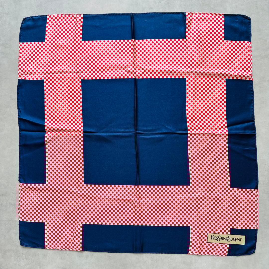Yves Saint Laurent ヴィンテージ ドット柄 シルクスカーフ