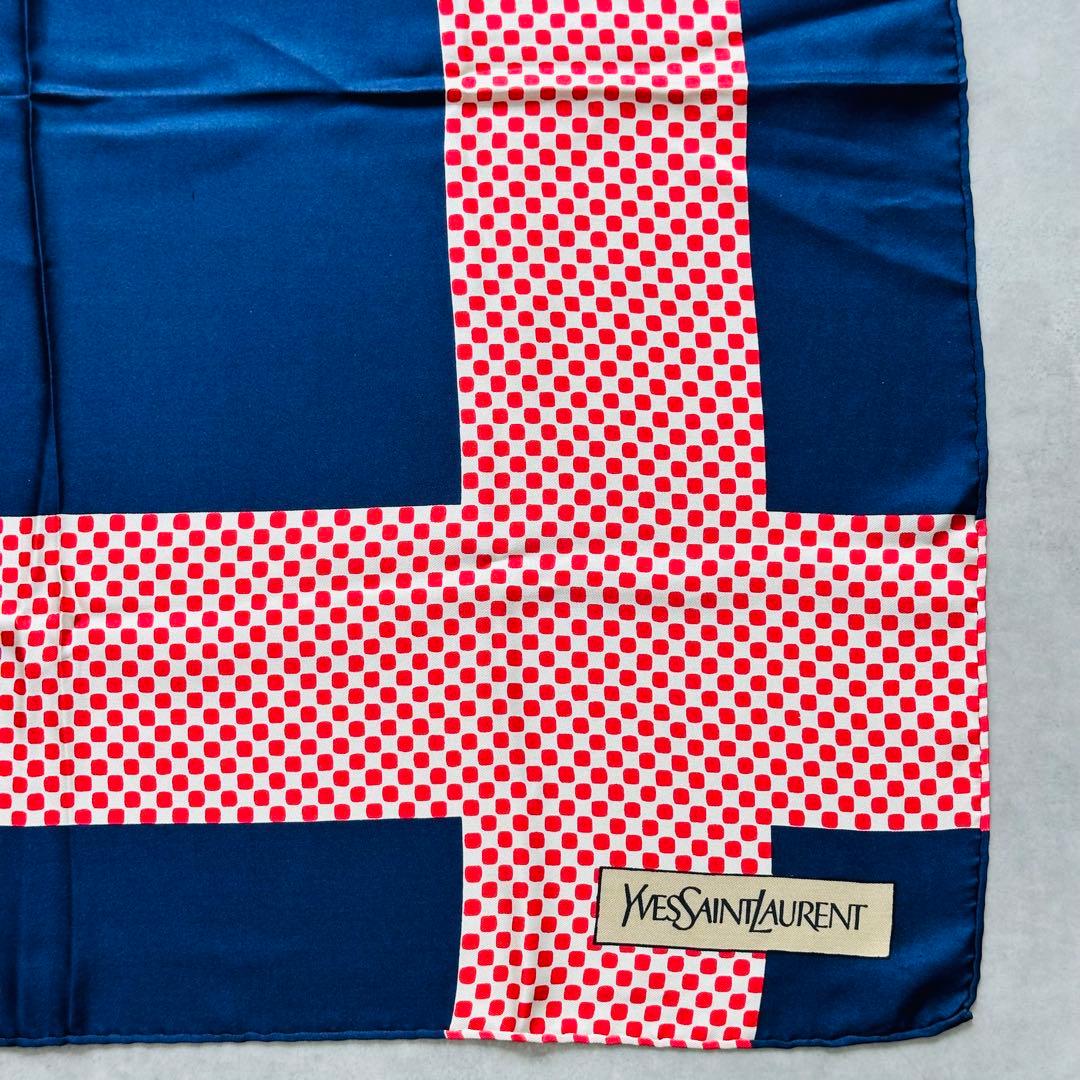 Yves Saint Laurent ヴィンテージ ドット柄 シルクスカーフ 4