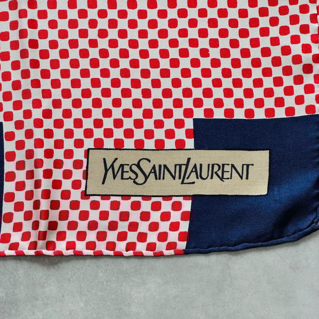 Yves Saint Laurent ヴィンテージ ドット柄 シルクスカーフ 6