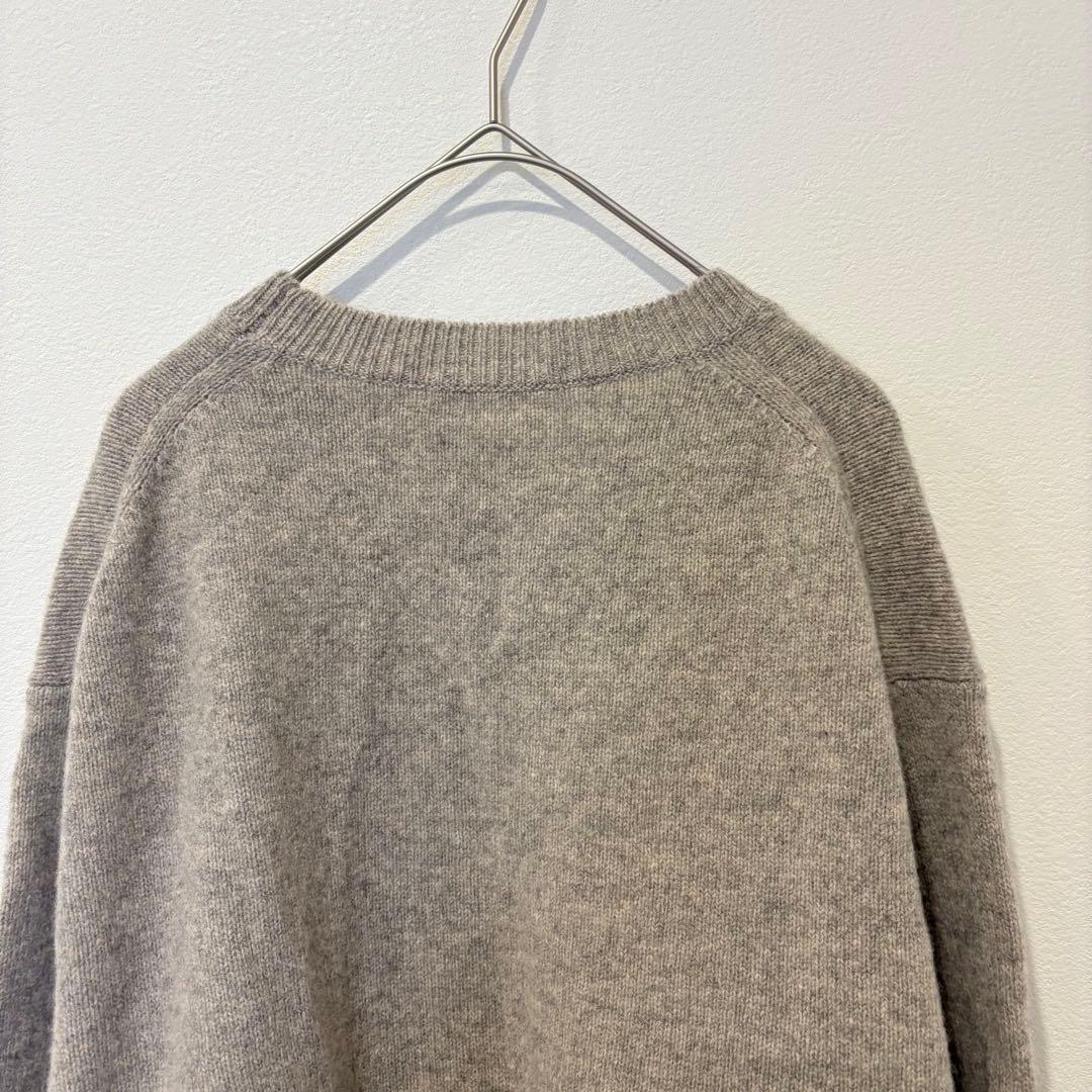 ユニクロ ニット セーター ウール100 クルーネック ベージュ XL ゆったり 6