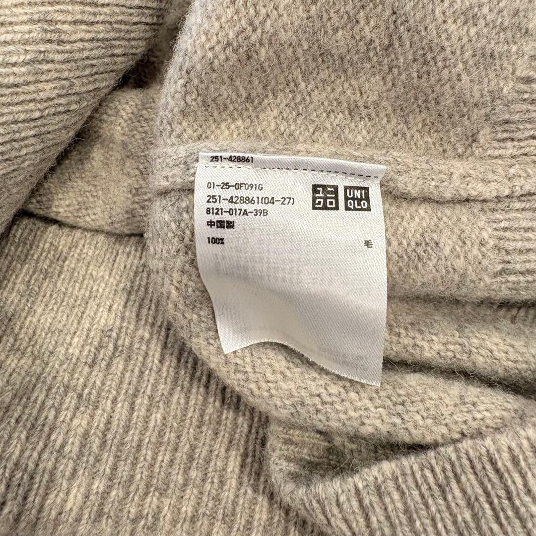 ユニクロ ニット セーター ウール100 クルーネック ベージュ XL ゆったり 7