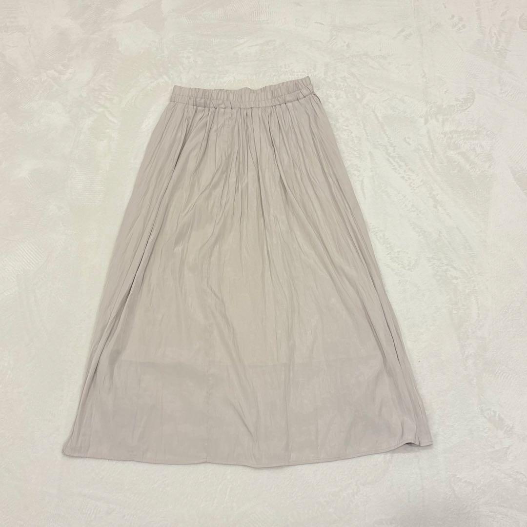 .デッサン　ロングスカート プリーツ　フレア　ベージュ M相当　無地　シンプル