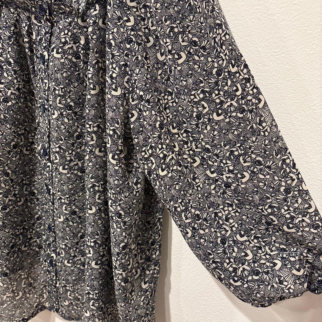 H&M 花柄 ブラウス 前ボタン 黒　ブラック　36 S相当　シフォン　かわいい 5