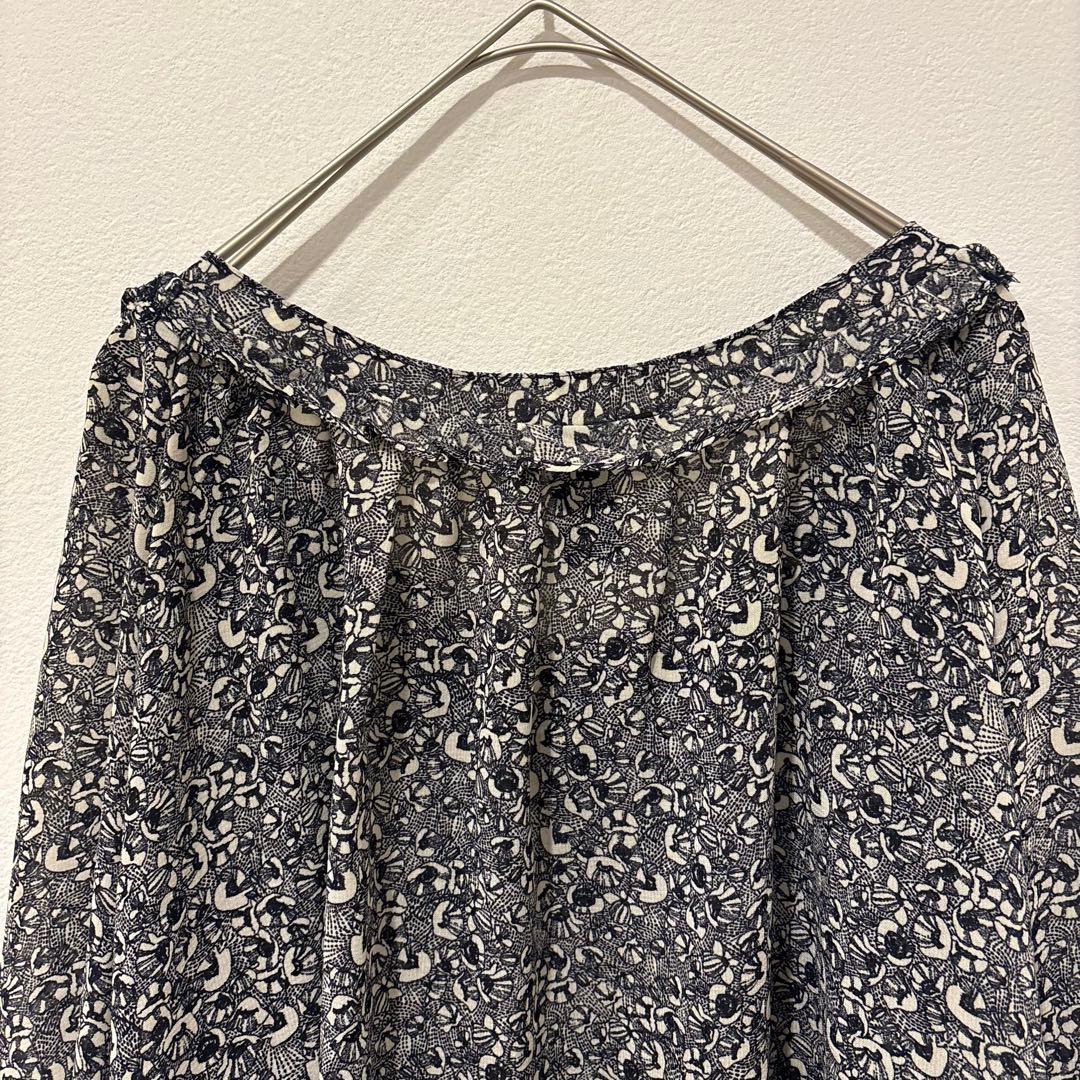 H&M 花柄 ブラウス 前ボタン 黒　ブラック　36 S相当　シフォン　かわいい 7