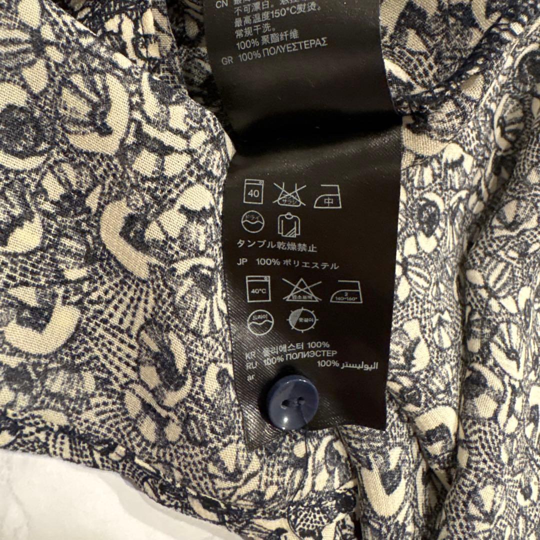 H&M 花柄 ブラウス 前ボタン 黒　ブラック　36 S相当　シフォン　かわいい 8