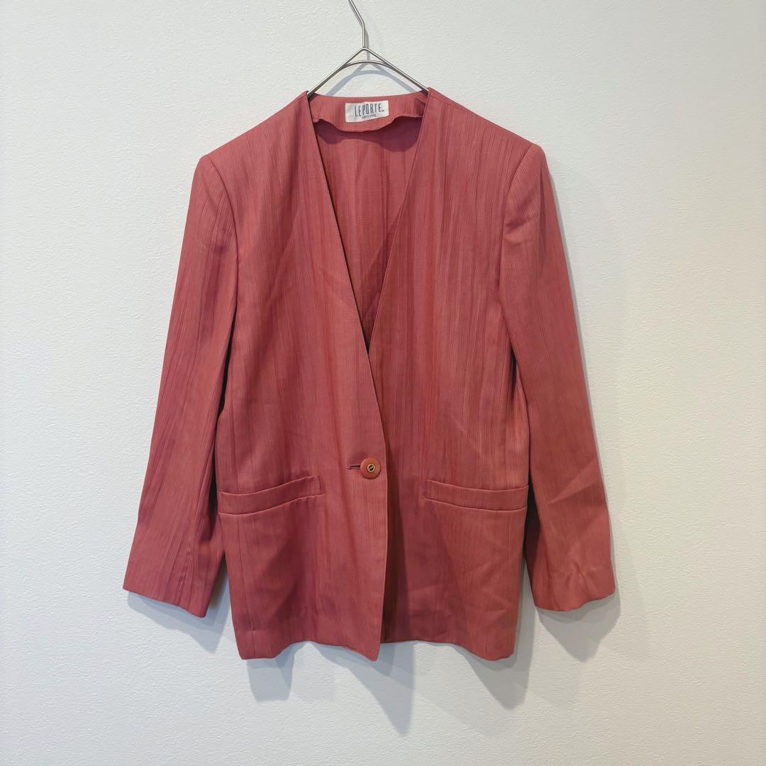 レポルテ ノーカラージャケット 羽織り　赤　レッド　 9号 M相当　上品