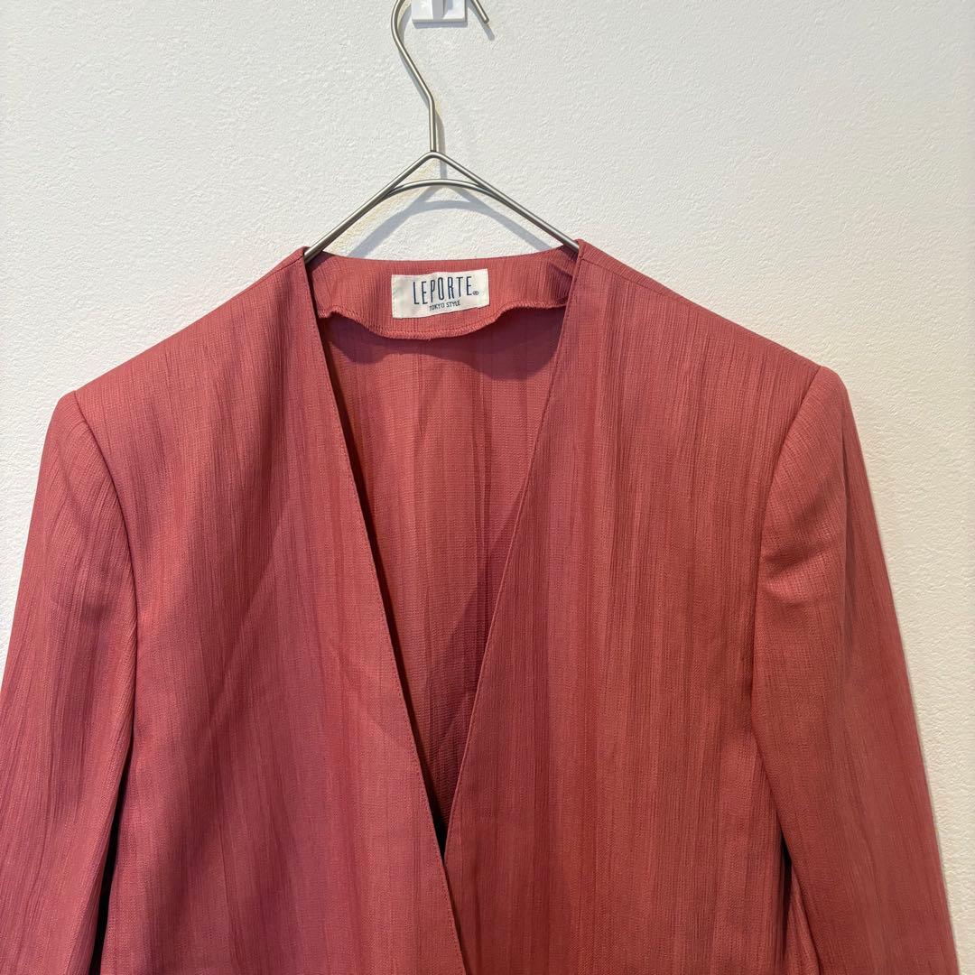 レポルテ ノーカラージャケット 羽織り　赤　レッド　 9号 M相当　上品 2