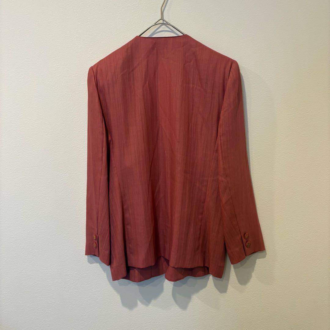 レポルテ ノーカラージャケット 羽織り　赤　レッド　 9号 M相当　上品 6