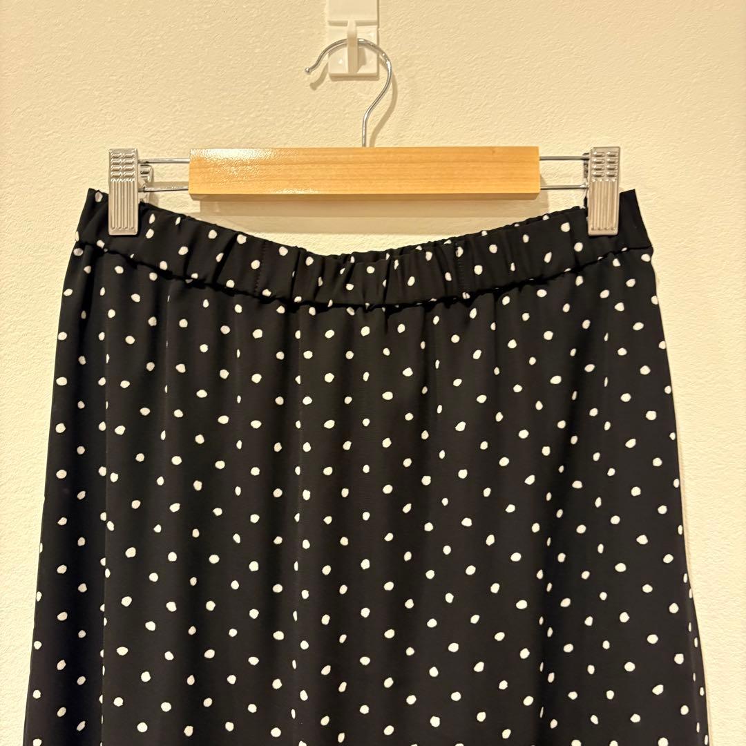 ミラオーウェン ロングスカート フレア　水玉 ドット　ブラック 黒　Sサイズ 2
