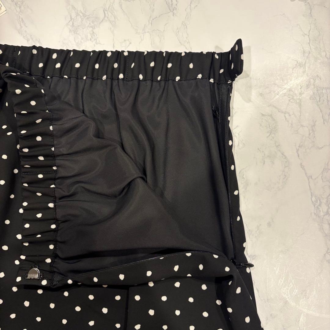ミラオーウェン ロングスカート フレア　水玉 ドット　ブラック 黒　Sサイズ 5