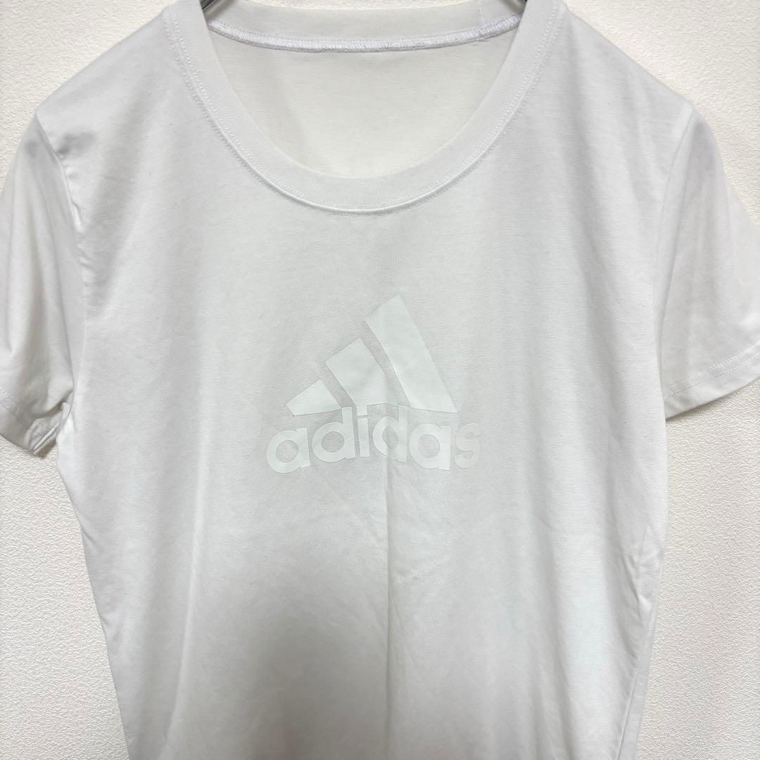 adidasホワイト Tシャツ L半袖ロゴトレーニングウェアd652 11