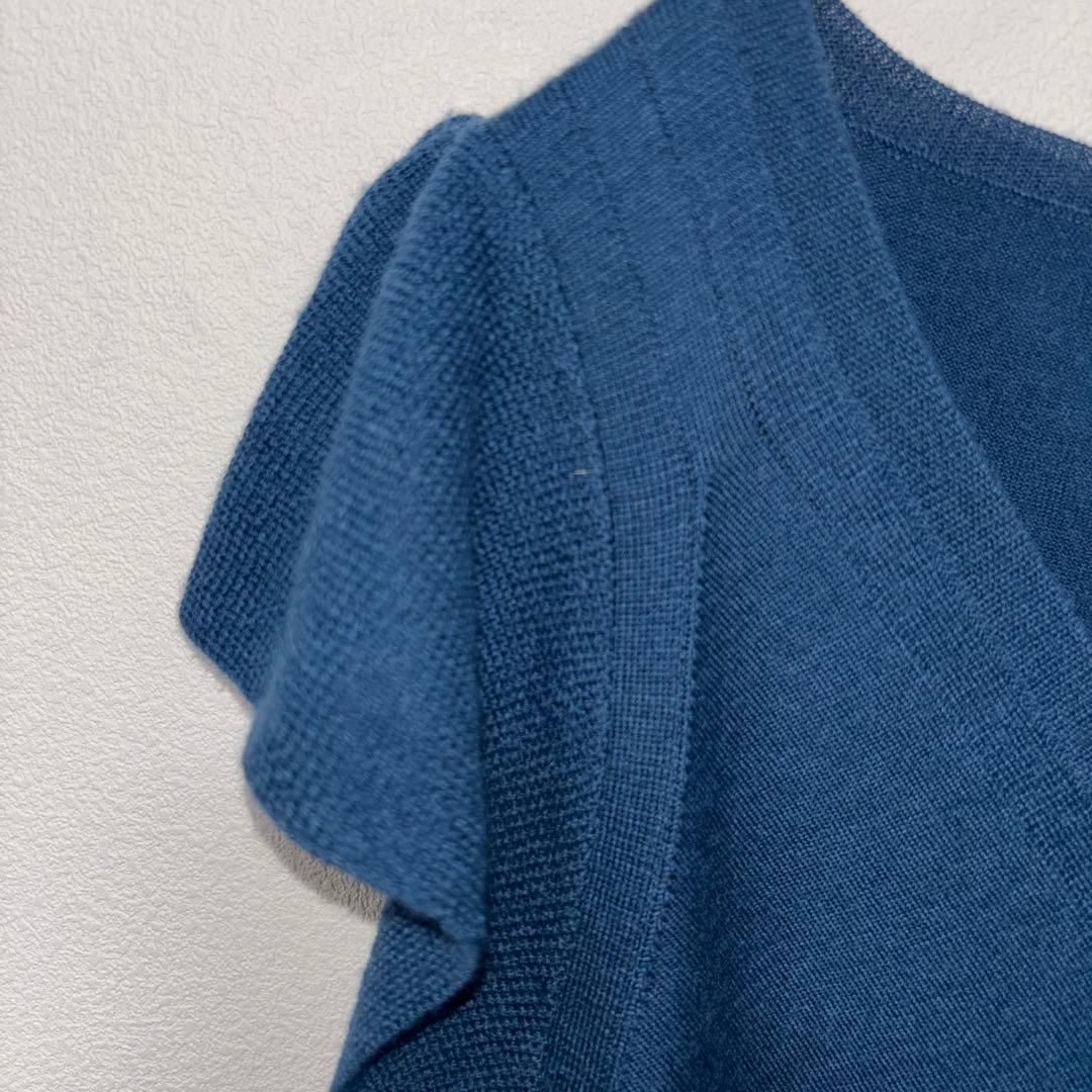 KUMIKYOKUターコイズブルーVネックノースリーブニットベストXL d662 4
