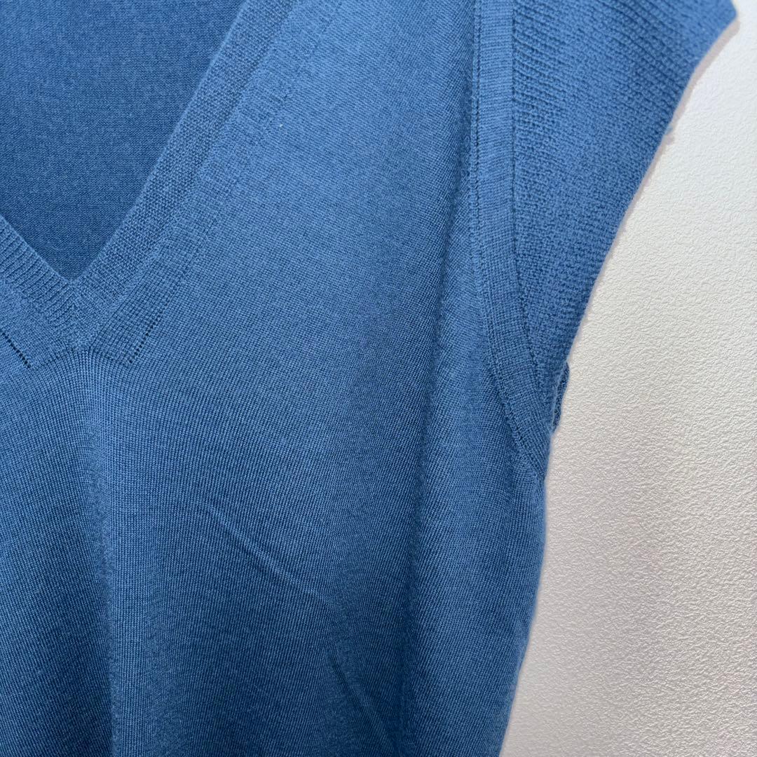 KUMIKYOKUターコイズブルーVネックノースリーブニットベストXL d662 8