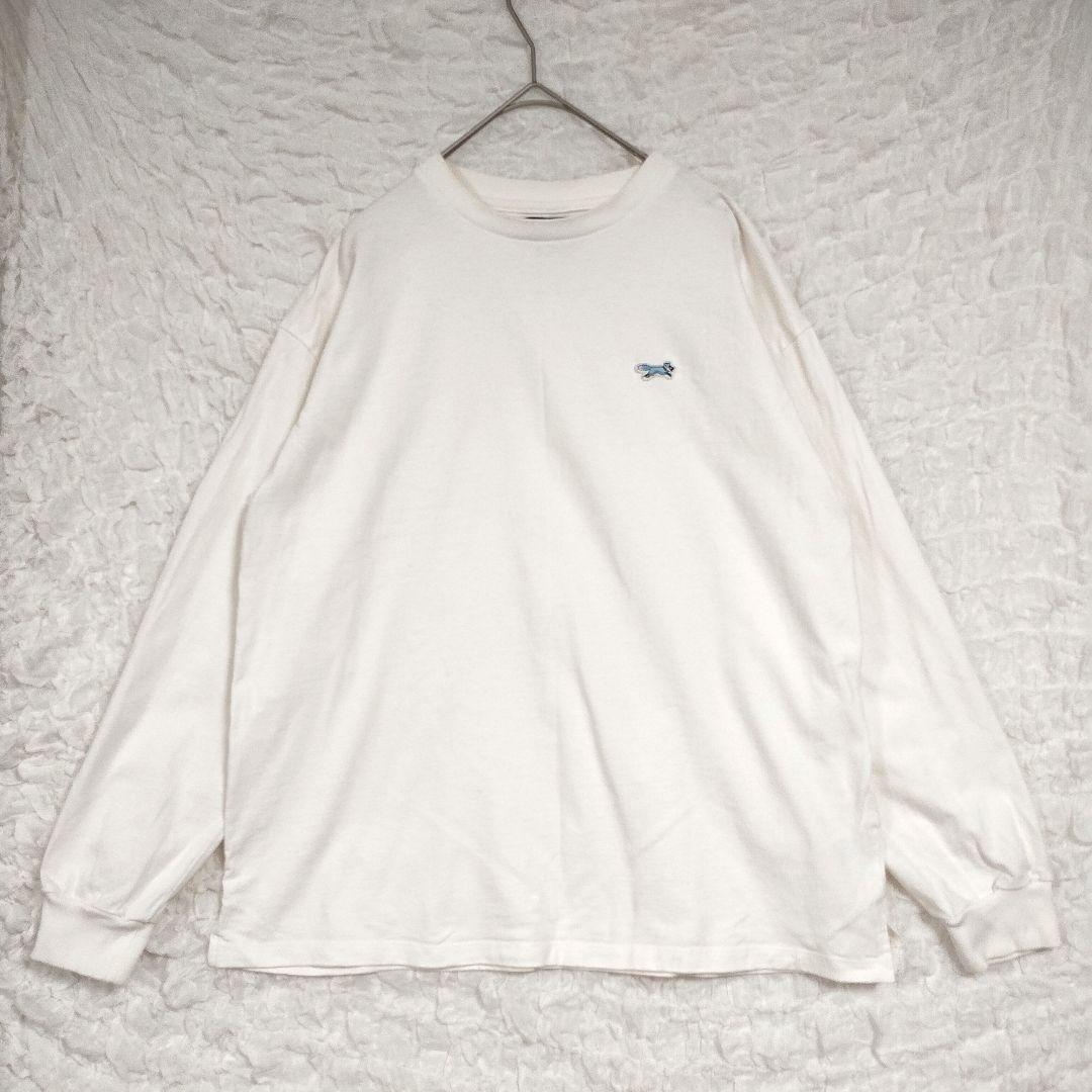 コーエン coen 青い狐 ポイント刺繍 ホワイト長袖Tシャツ M カジュアル