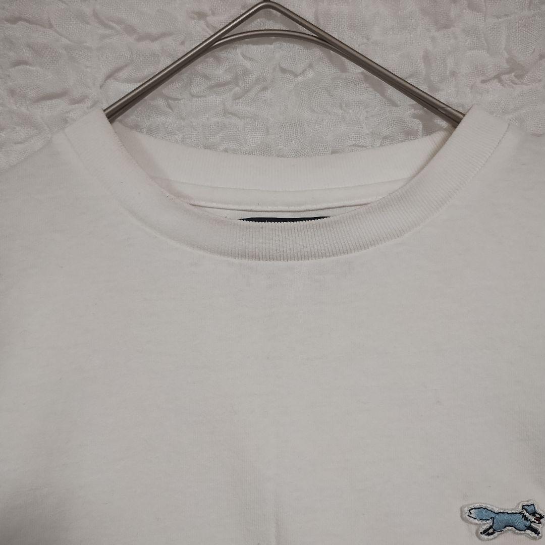 コーエン coen 青い狐 ポイント刺繍 ホワイト長袖Tシャツ M カジュアル 3