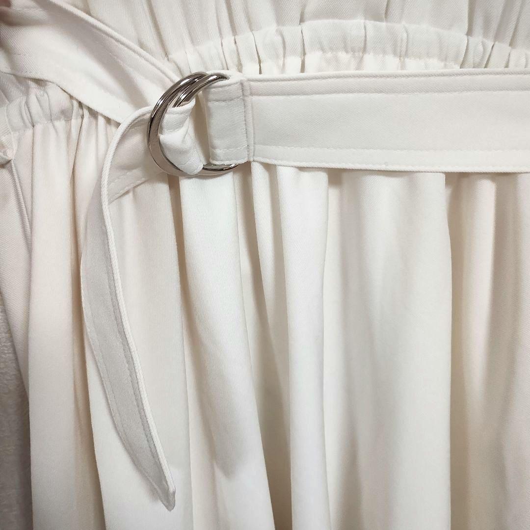 トランでアンソンドゥモード ホワイト半袖ワンピース M ベルト ウエストゴム 4