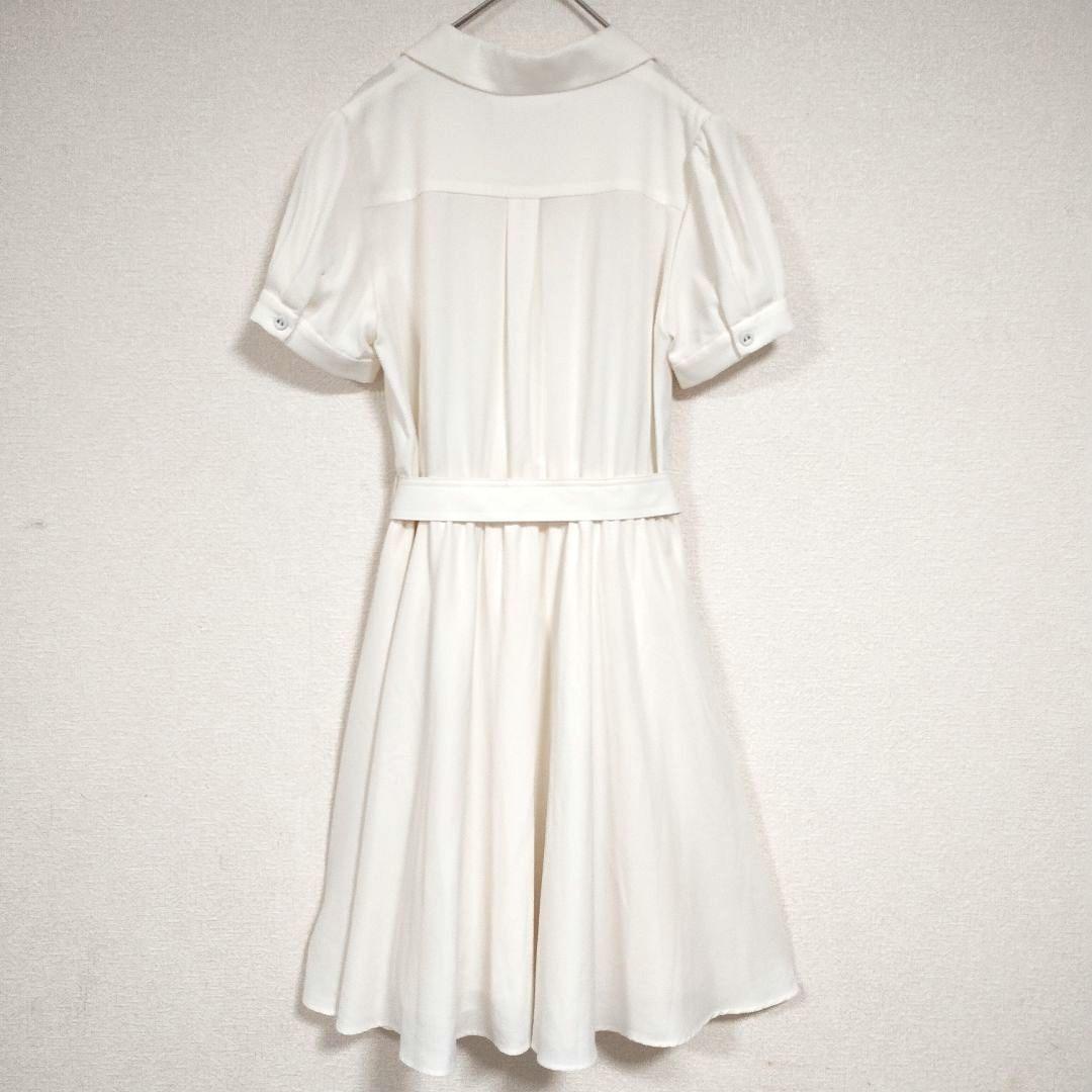 トランでアンソンドゥモード ホワイト半袖ワンピース M ベルト ウエストゴム 6