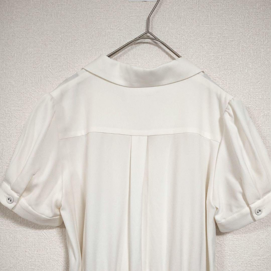 トランでアンソンドゥモード ホワイト半袖ワンピース M ベルト ウエストゴム 7