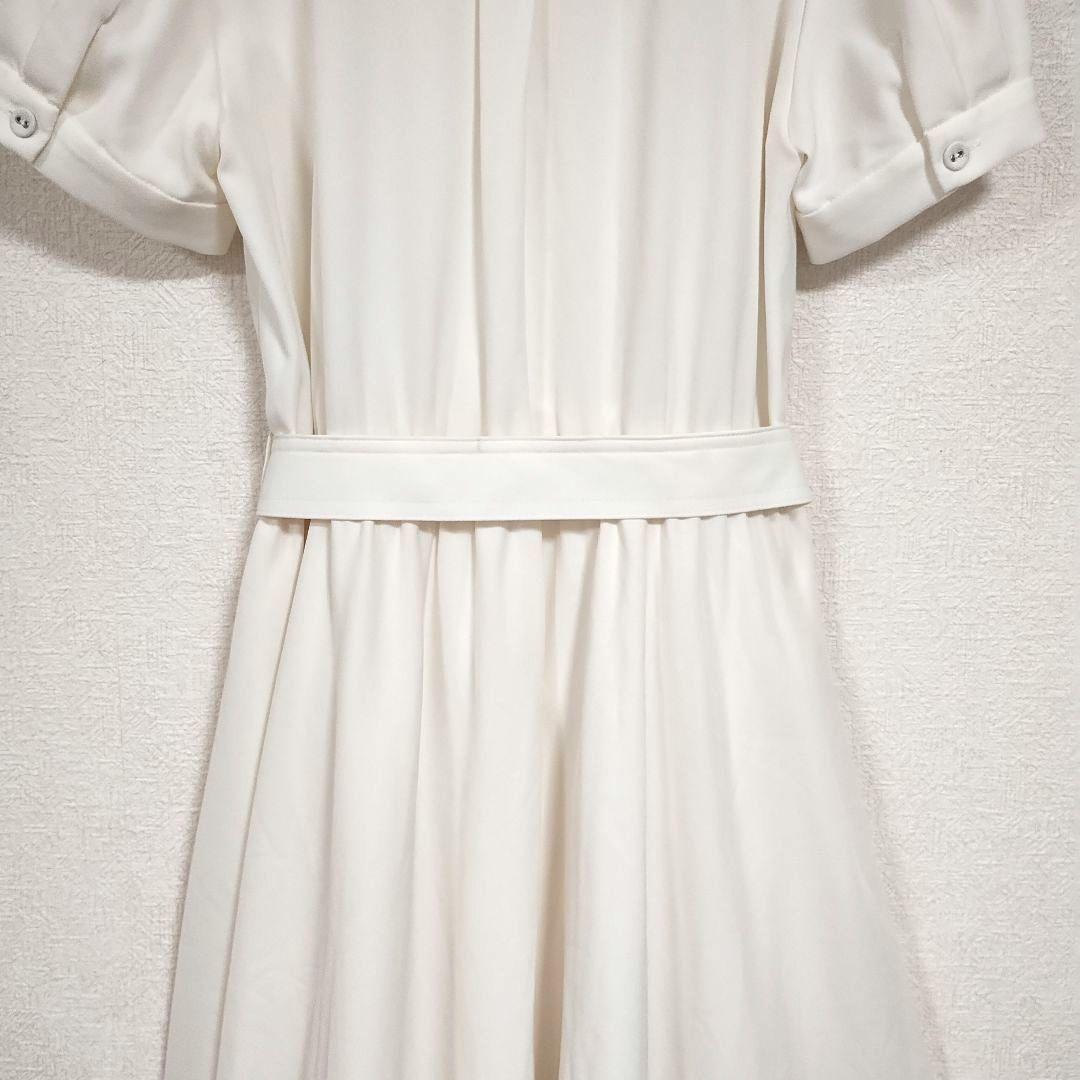 トランでアンソンドゥモード ホワイト半袖ワンピース M ベルト ウエストゴム 8