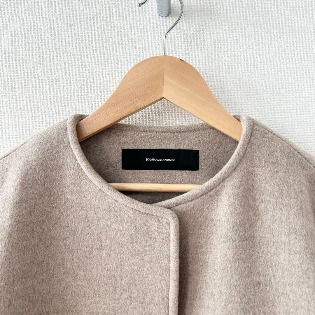 ジャーナルスタンダード　スーパー140ビーバーノーカラーショートコート　ベージュ 3