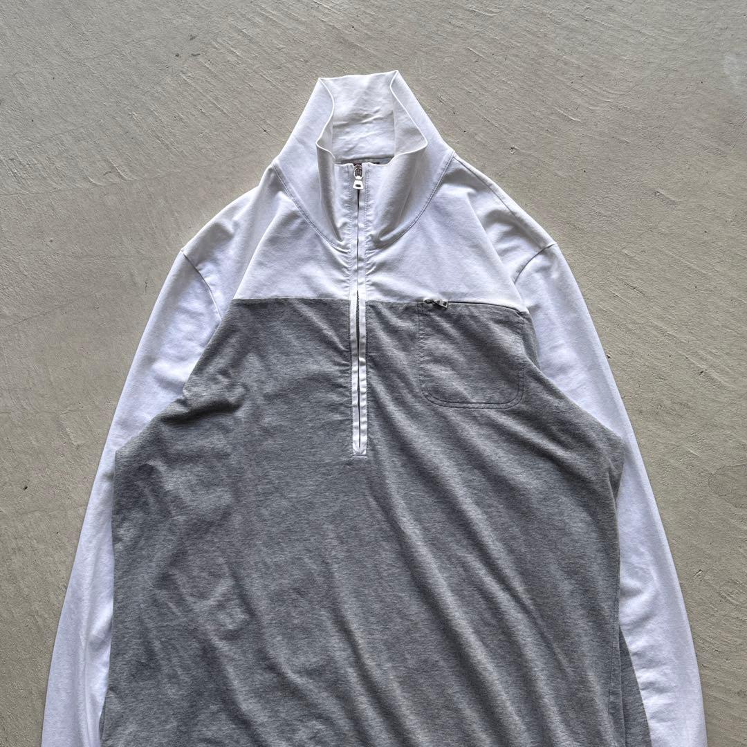00s prada white grey bi-color half zip 5