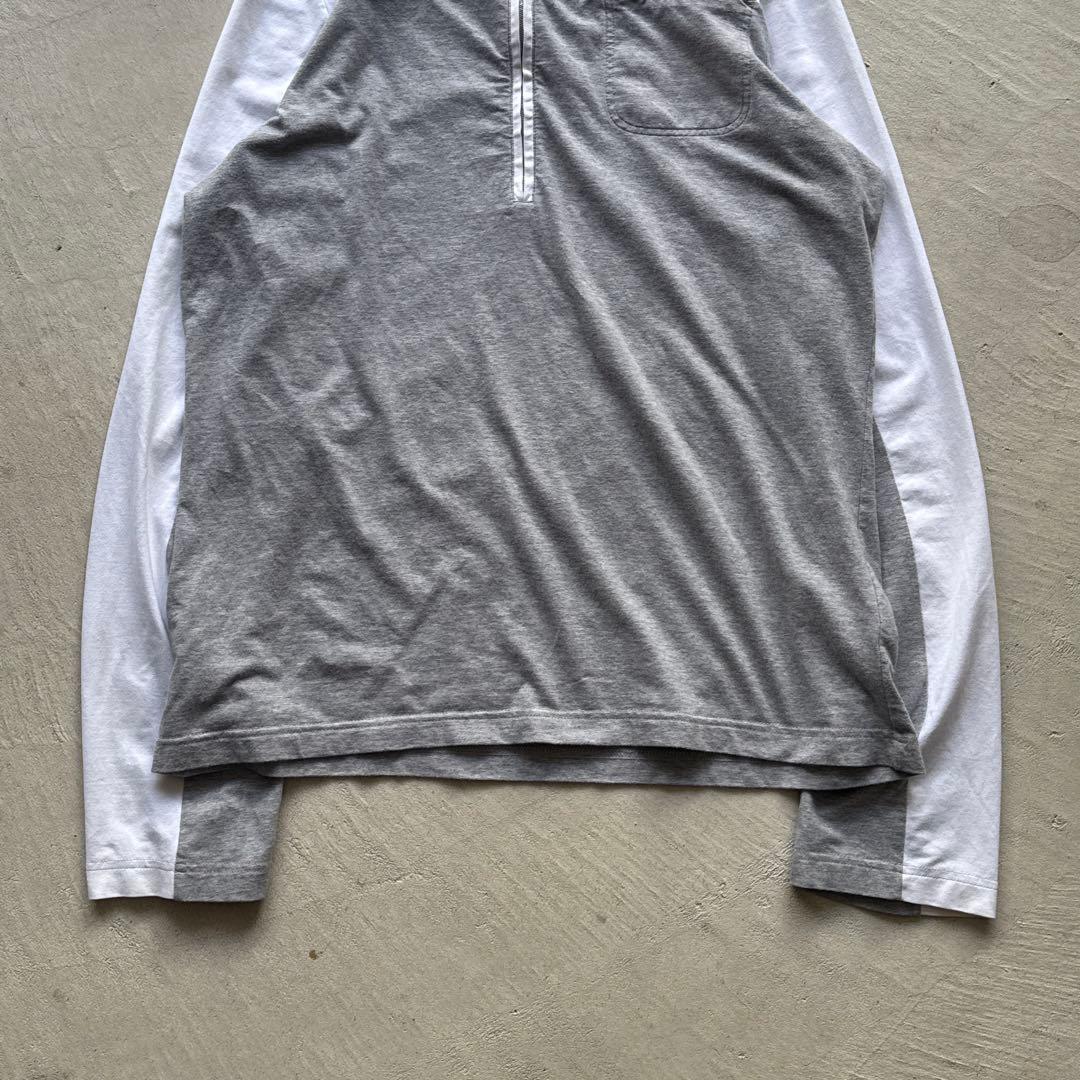 00s prada white grey bi-color half zip 7