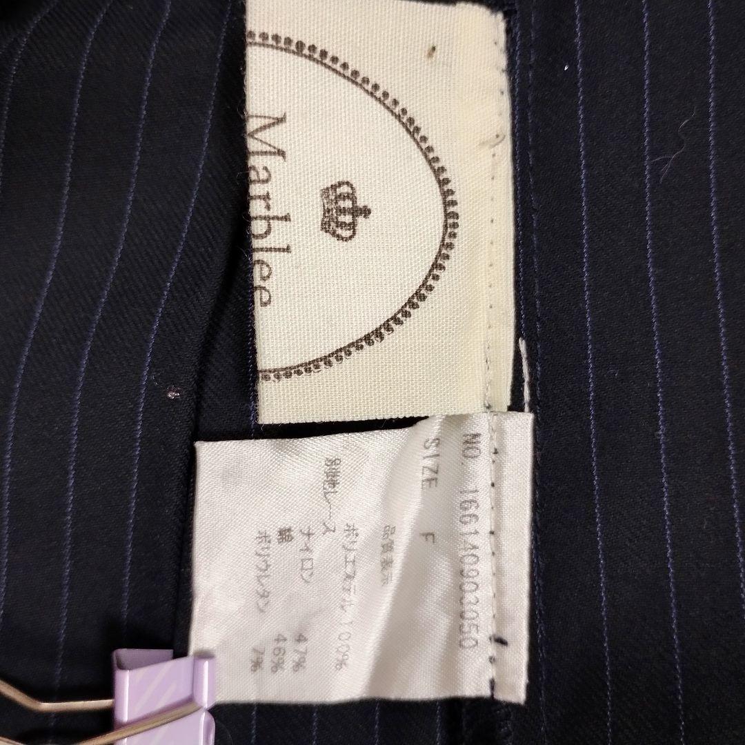 マーブリー Marblee ネイビー レース 五分袖 フレアトップス ブラウス 8