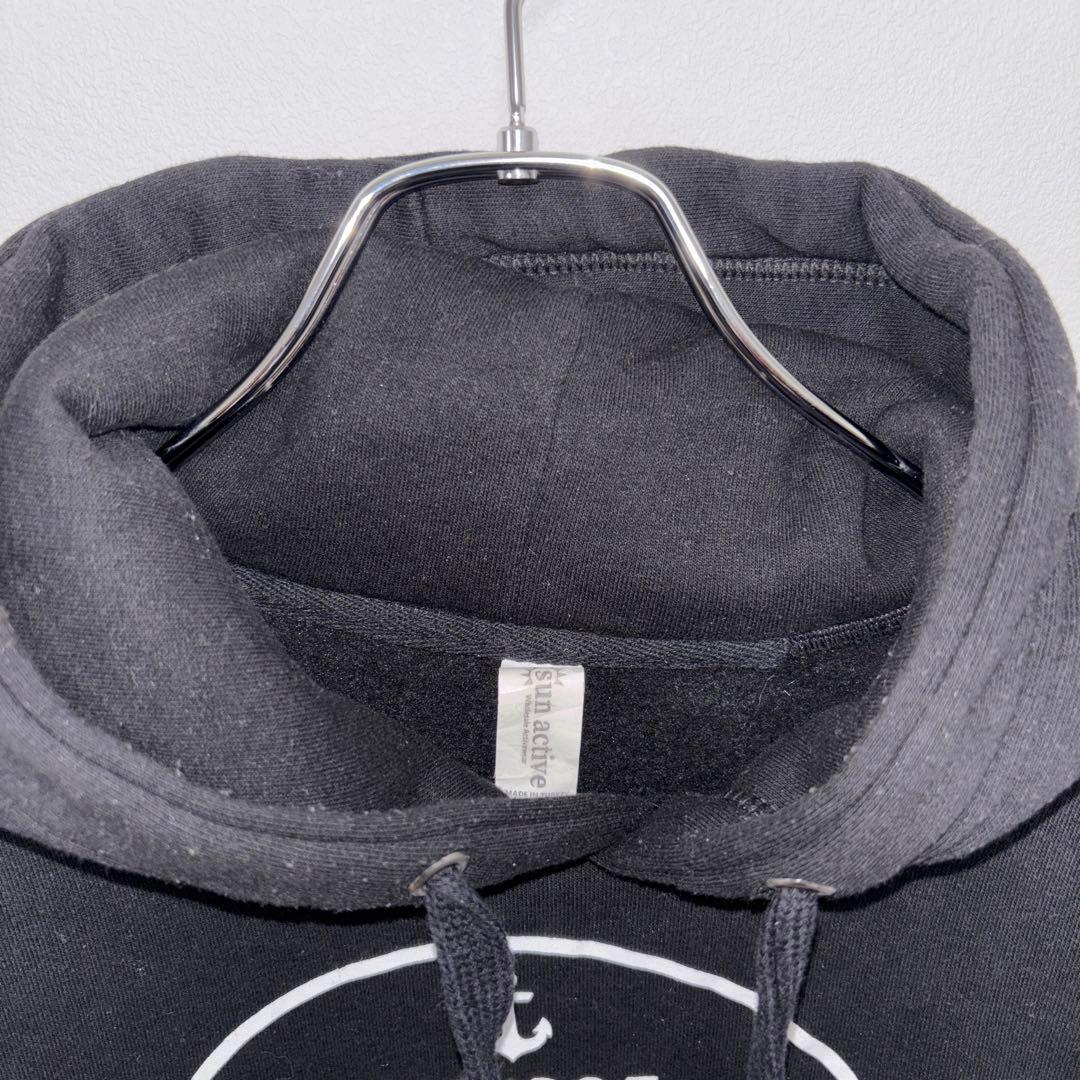 Sun Active ロゴ ブラックパーカー フーディS Y2K d689 3