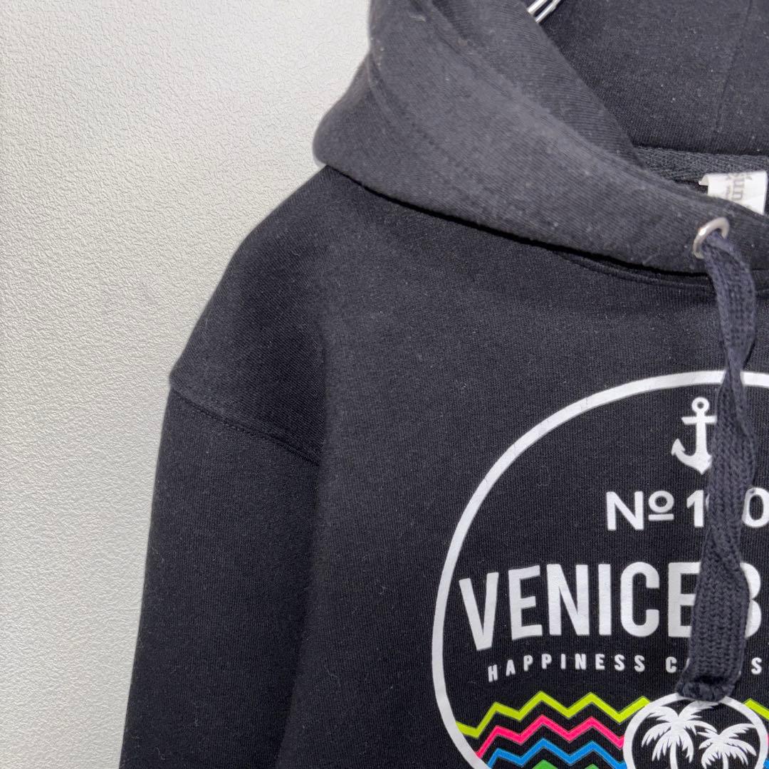 Sun Active ロゴ ブラックパーカー フーディS Y2K d689 4