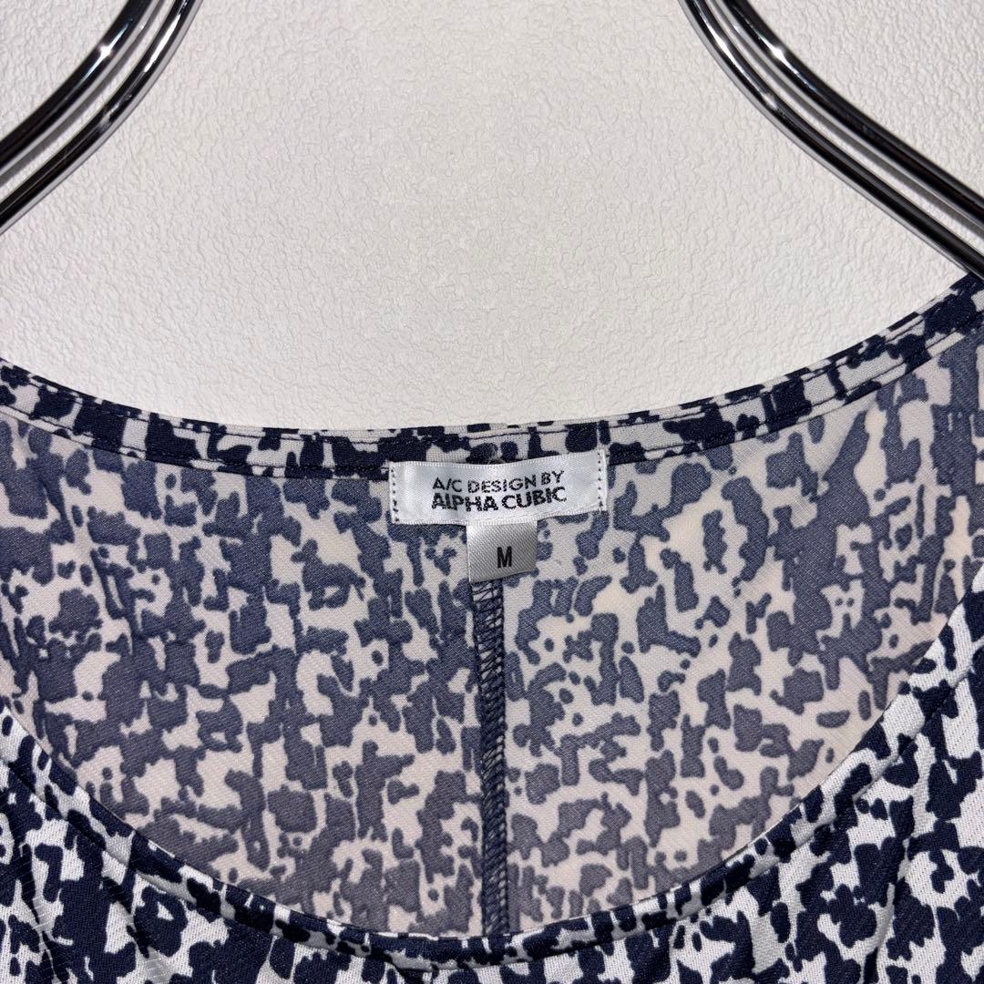 ALPHA CUBIC アニマルプリント幾何学模様 ワンピース M膝丈d726 3