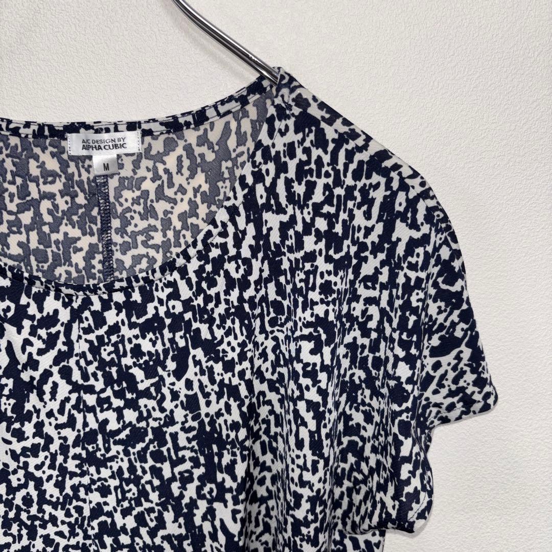 ALPHA CUBIC アニマルプリント幾何学模様 ワンピース M膝丈d726 7