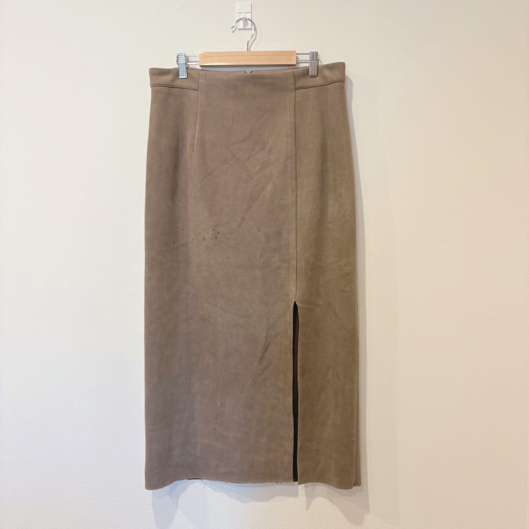 ザラ ロングスカート タイト　スリット ブラウン 茶色　L ミモレ丈