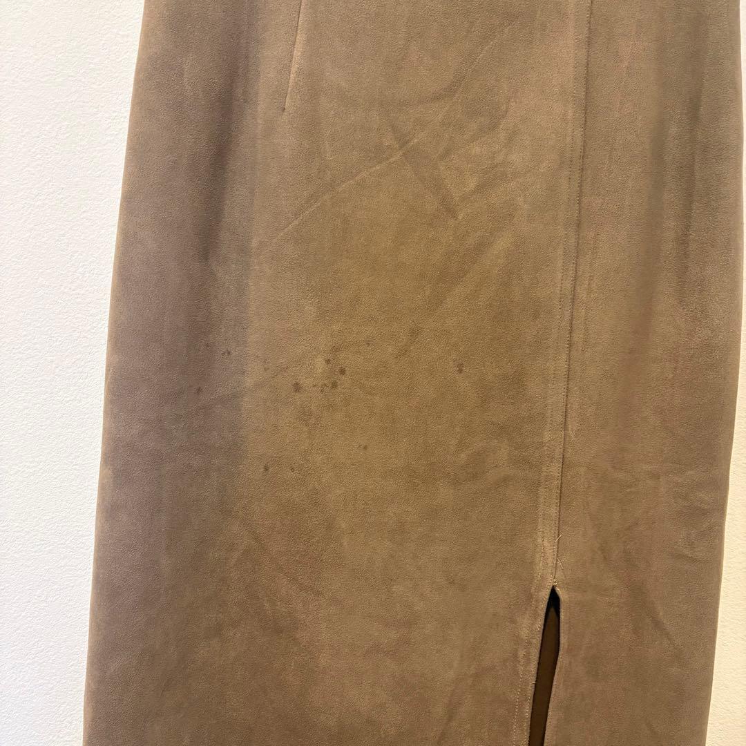 ザラ ロングスカート タイト　スリット ブラウン 茶色　L ミモレ丈 3