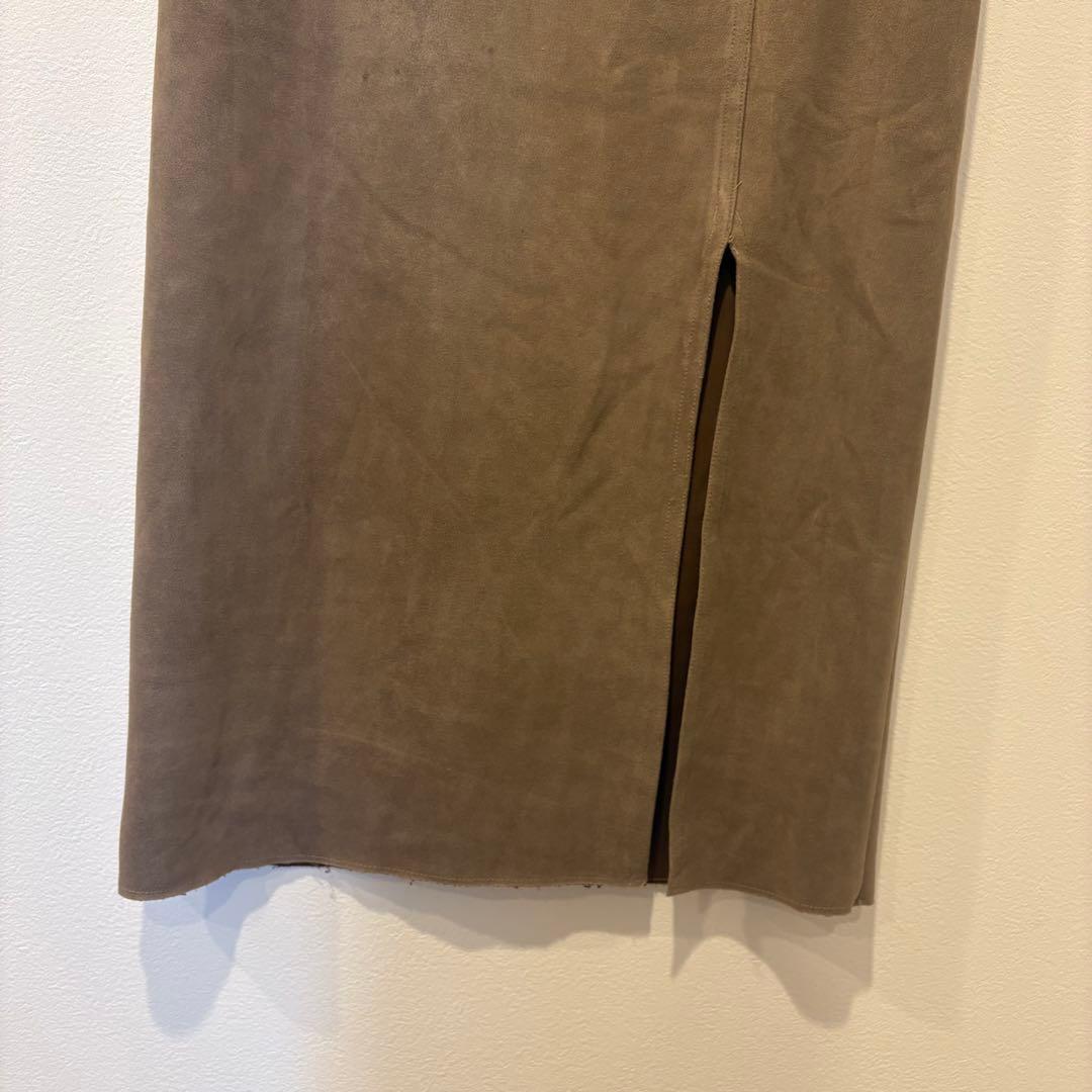 ザラ ロングスカート タイト　スリット ブラウン 茶色　L ミモレ丈 4