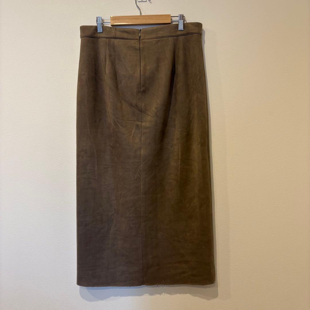 ザラ ロングスカート タイト　スリット ブラウン 茶色　L ミモレ丈 5