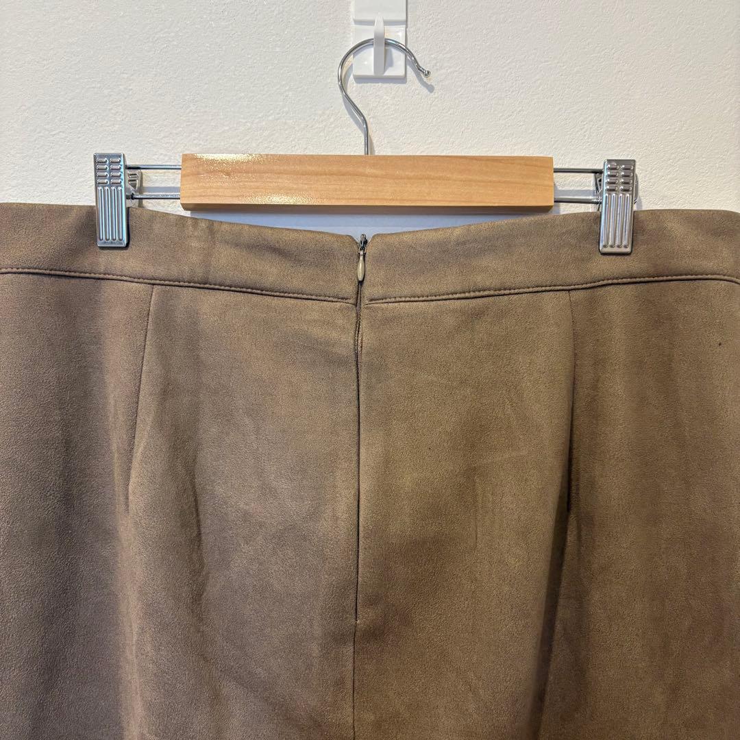 ザラ ロングスカート タイト　スリット ブラウン 茶色　L ミモレ丈 6