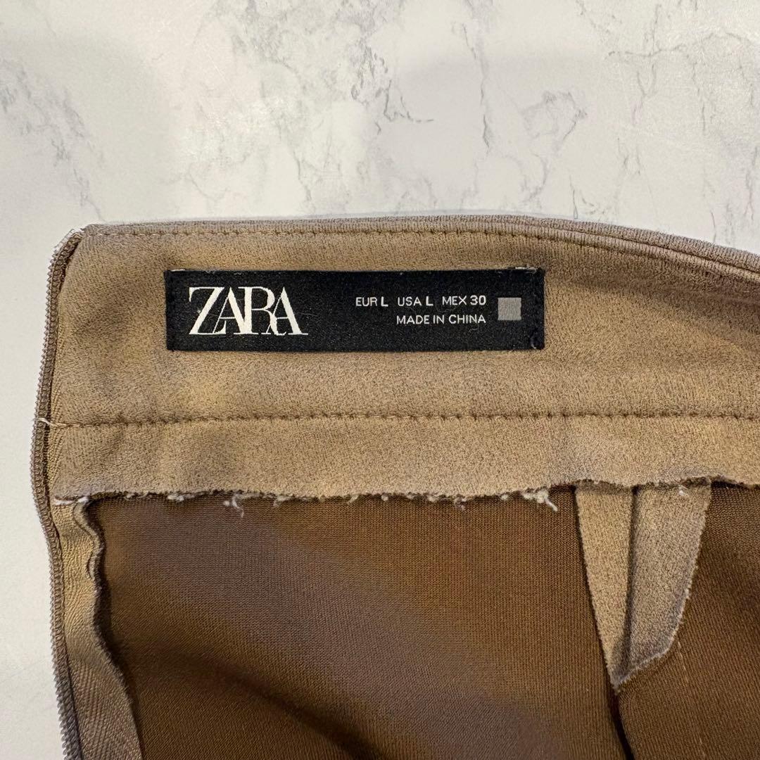 ザラ ロングスカート タイト　スリット ブラウン 茶色　L ミモレ丈 8