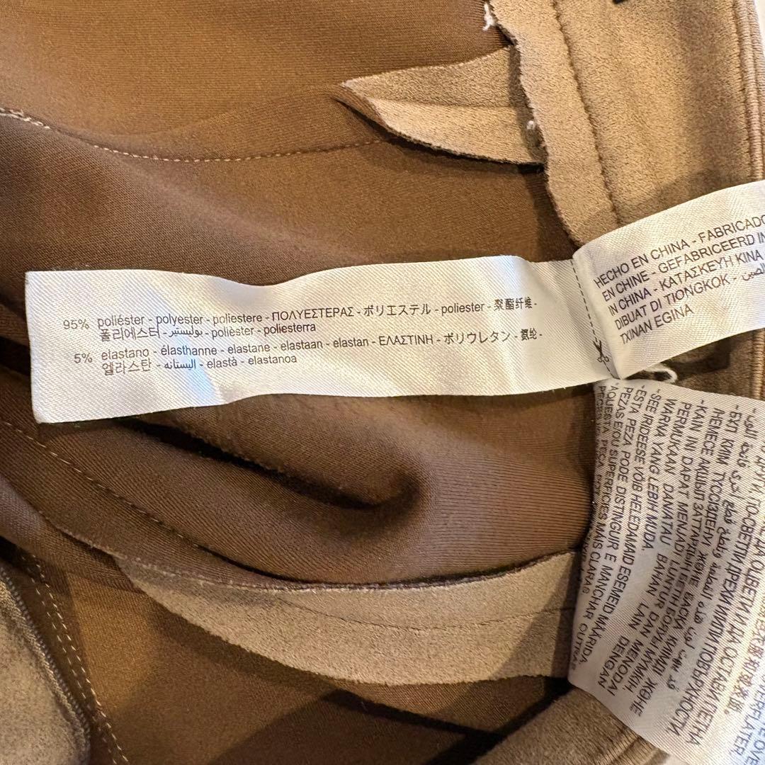 ザラ ロングスカート タイト　スリット ブラウン 茶色　L ミモレ丈 9