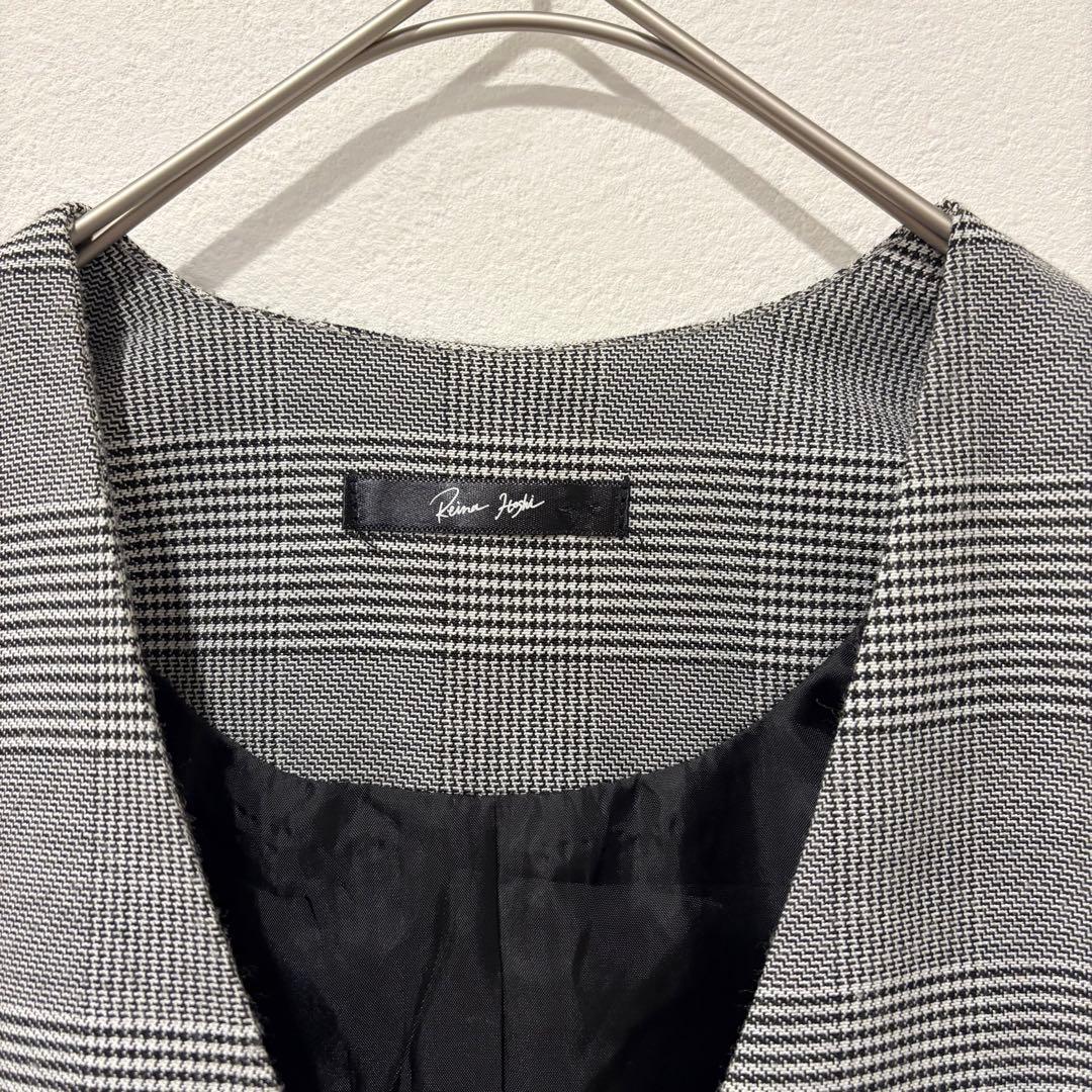 ジャンパースカート　Ｖネック　チェック柄　グレー　Mサイズ　膝丈　ノースリーブ 3