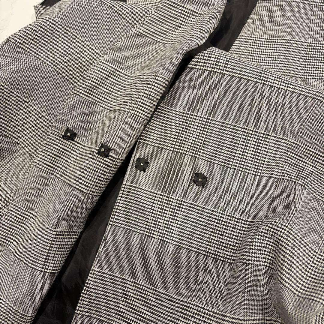 ジャンパースカート　Ｖネック　チェック柄　グレー　Mサイズ　膝丈　ノースリーブ 8