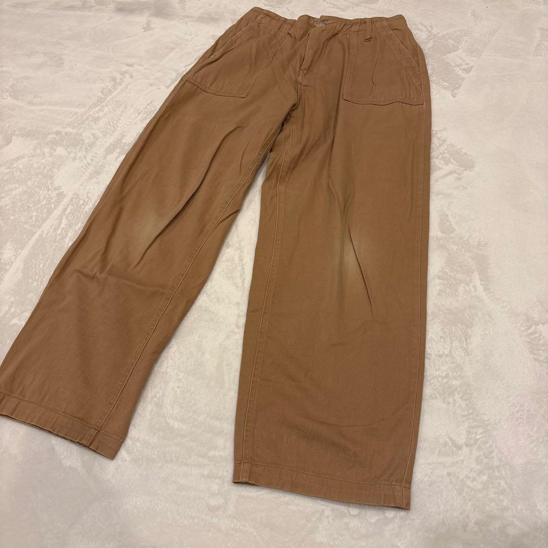 .NICE CLAUP テーパードパンツ 茶 ブラウン　M チノパン　無地 2