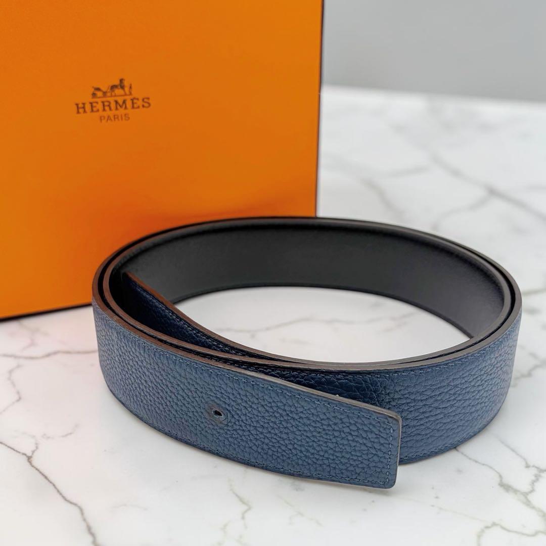 ⭐️美品⭐️ エルメス レザー ベルト 90 ネイビー ブラック