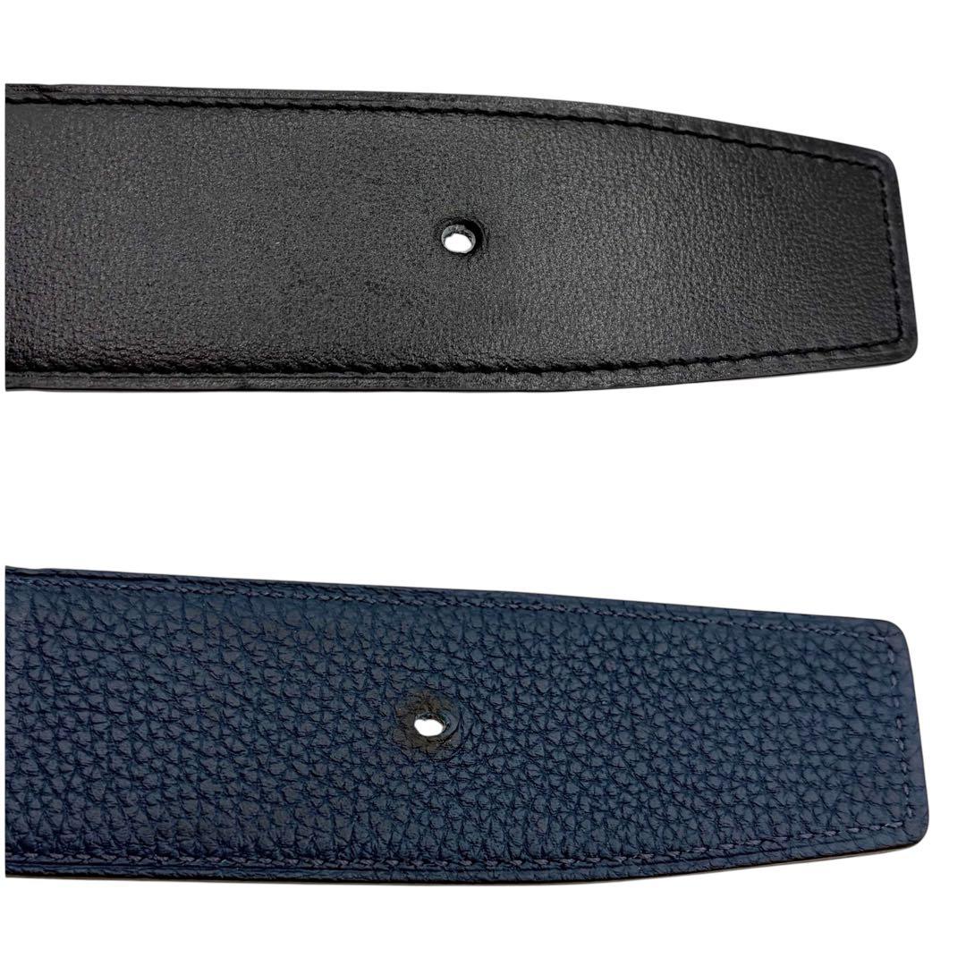 ⭐️美品⭐️ エルメス レザー ベルト 90 ネイビー ブラック 9
