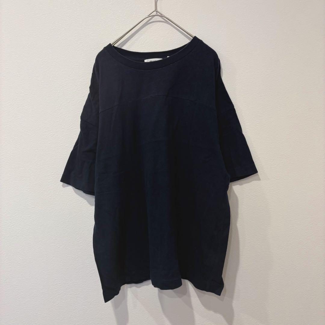 ニコアンド 半袖Tシャツ ビッグシルエット ロゴ 紺色　ネイビー M 無地