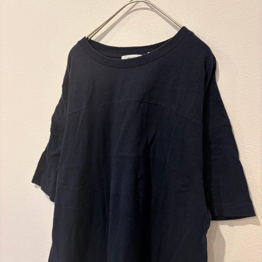 ニコアンド 半袖Tシャツ ビッグシルエット ロゴ 紺色　ネイビー M 無地 2