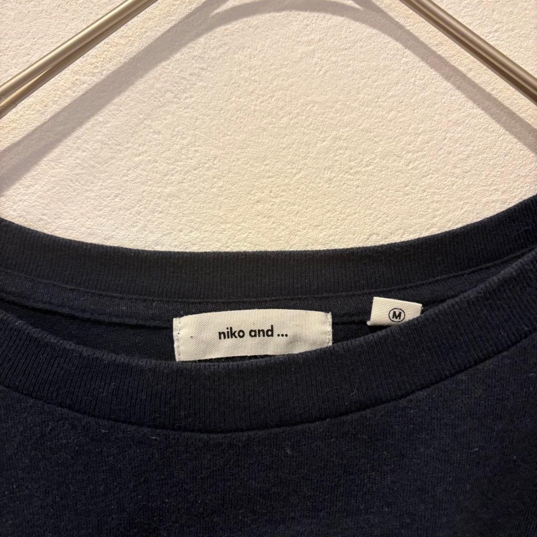 ニコアンド 半袖Tシャツ ビッグシルエット ロゴ 紺色　ネイビー M 無地 3