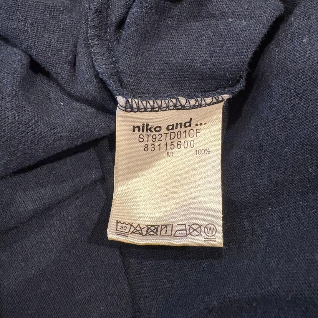 ニコアンド 半袖Tシャツ ビッグシルエット ロゴ 紺色　ネイビー M 無地 7